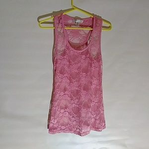 Pink lace tank top